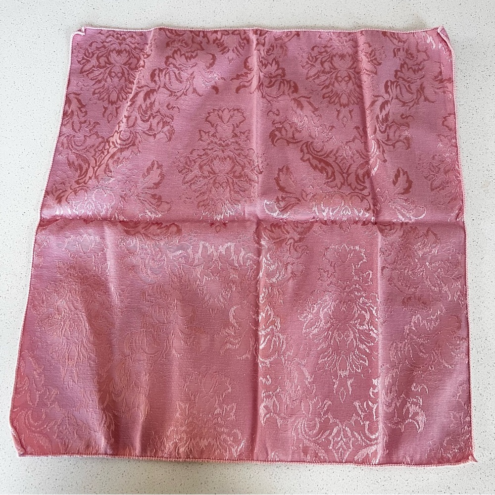 Vintage Pink Damask Cloth Napkins Set 4 Floral Table Linens Cottagecore French - Picture 10 of 16